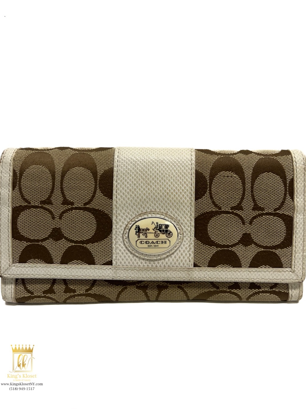 Coach tan signature jacquard wallet